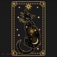 Elegant Galaxy Tarot Card Cat Womens Funnel Neck Pullover Hood thumb 2