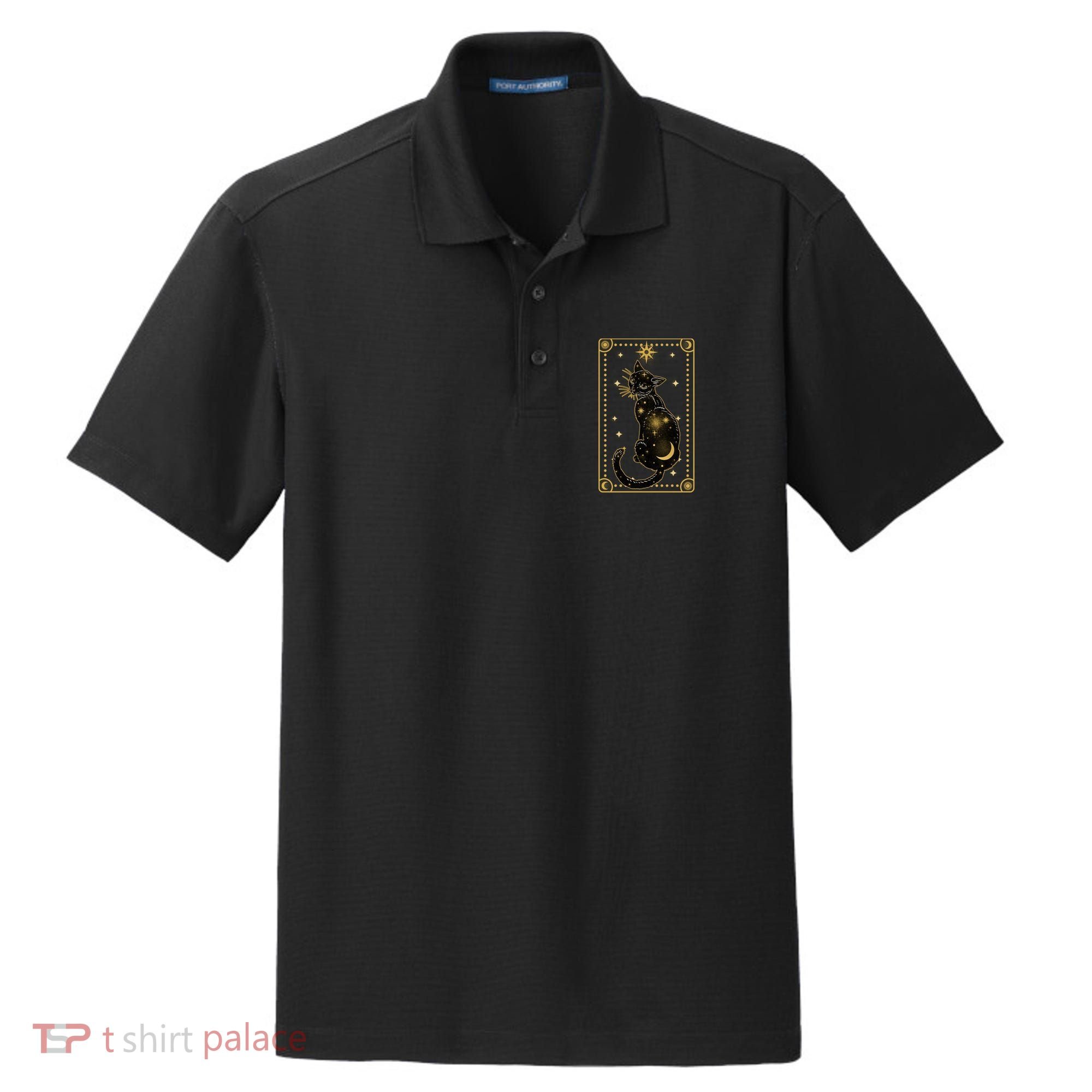 Elegant Galaxy Tarot Card Cat Dry Zone Grid Polo