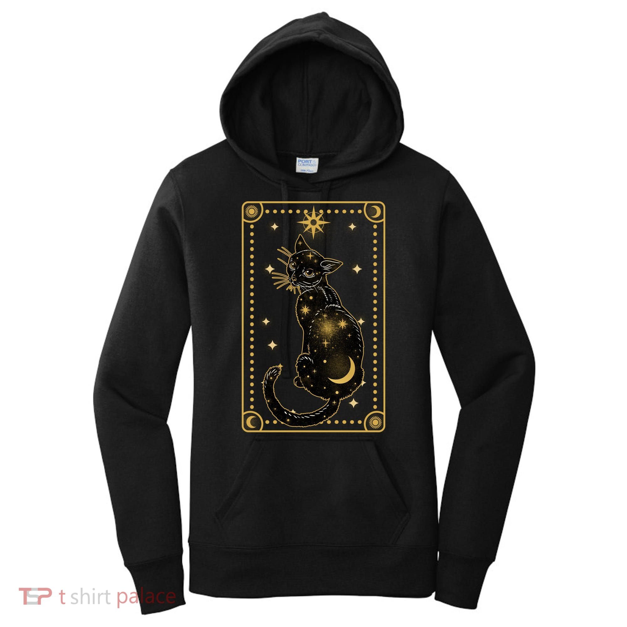 Elegant Galaxy Tarot Card Cat Women's Hoodie