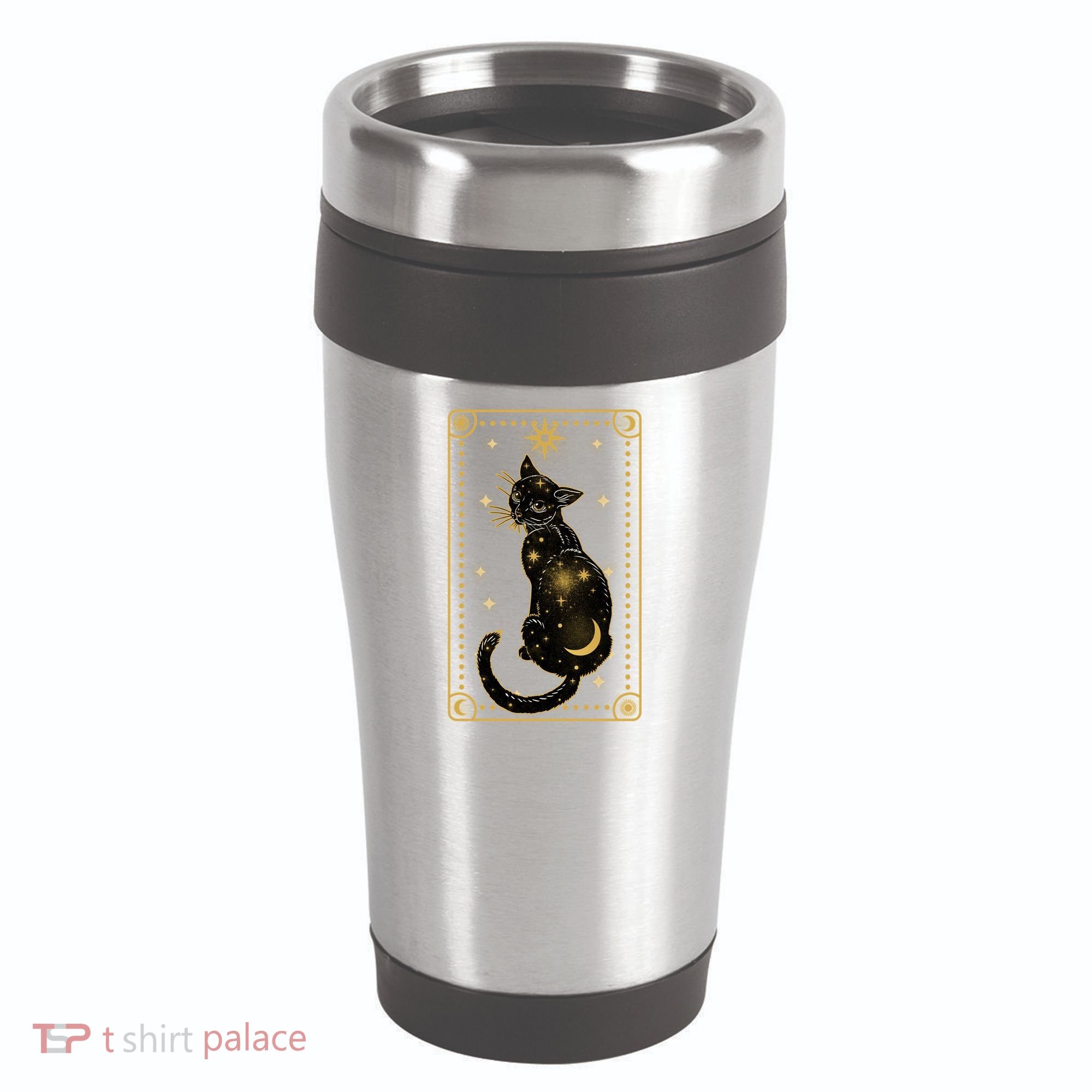 Elegant Galaxy Tarot Card Cat 16oz Travel Tumbler