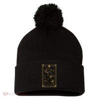 Elegant Galaxy Tarot Card Cat Pom Pom 12in Knit Beanie thumb 0