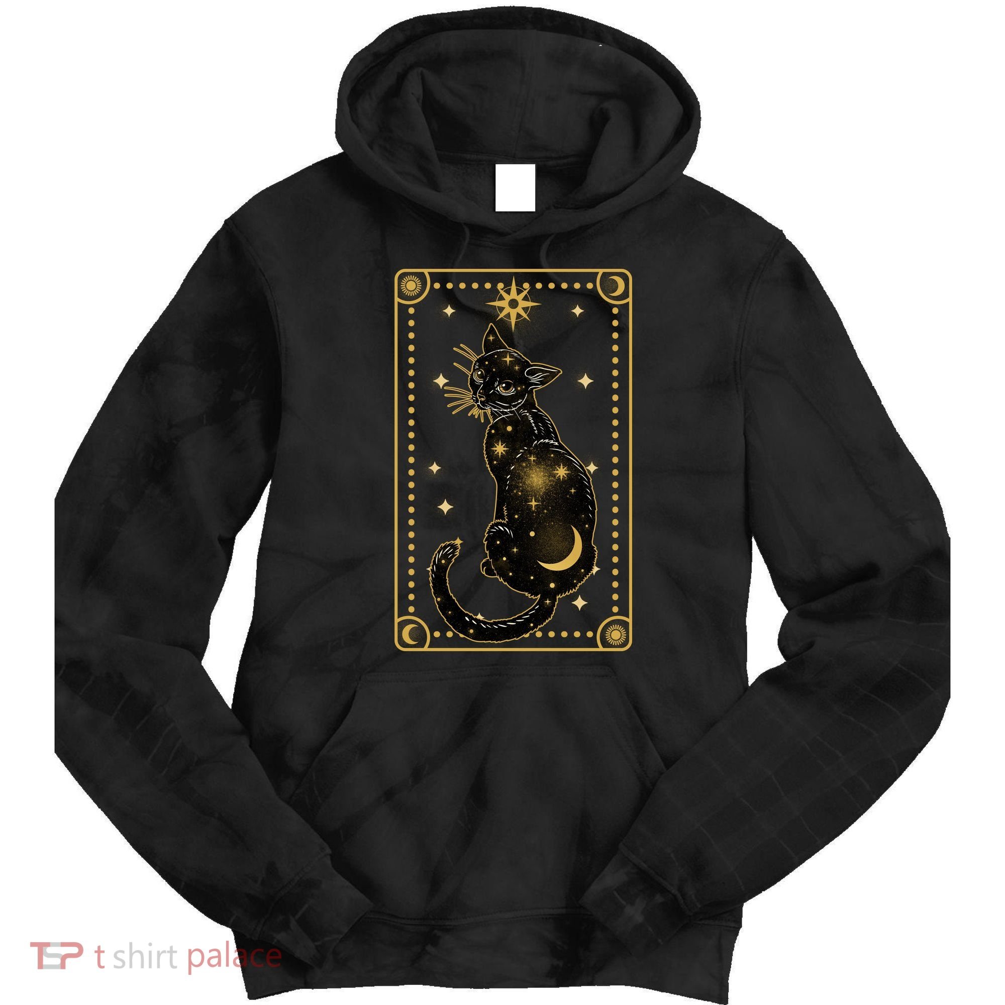 Elegant Galaxy Tarot Card Cat Tie Dye Hoodie