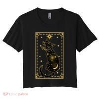 Elegant Galaxy Tarot Card Cat Women's Crop Top Tee thumb 0