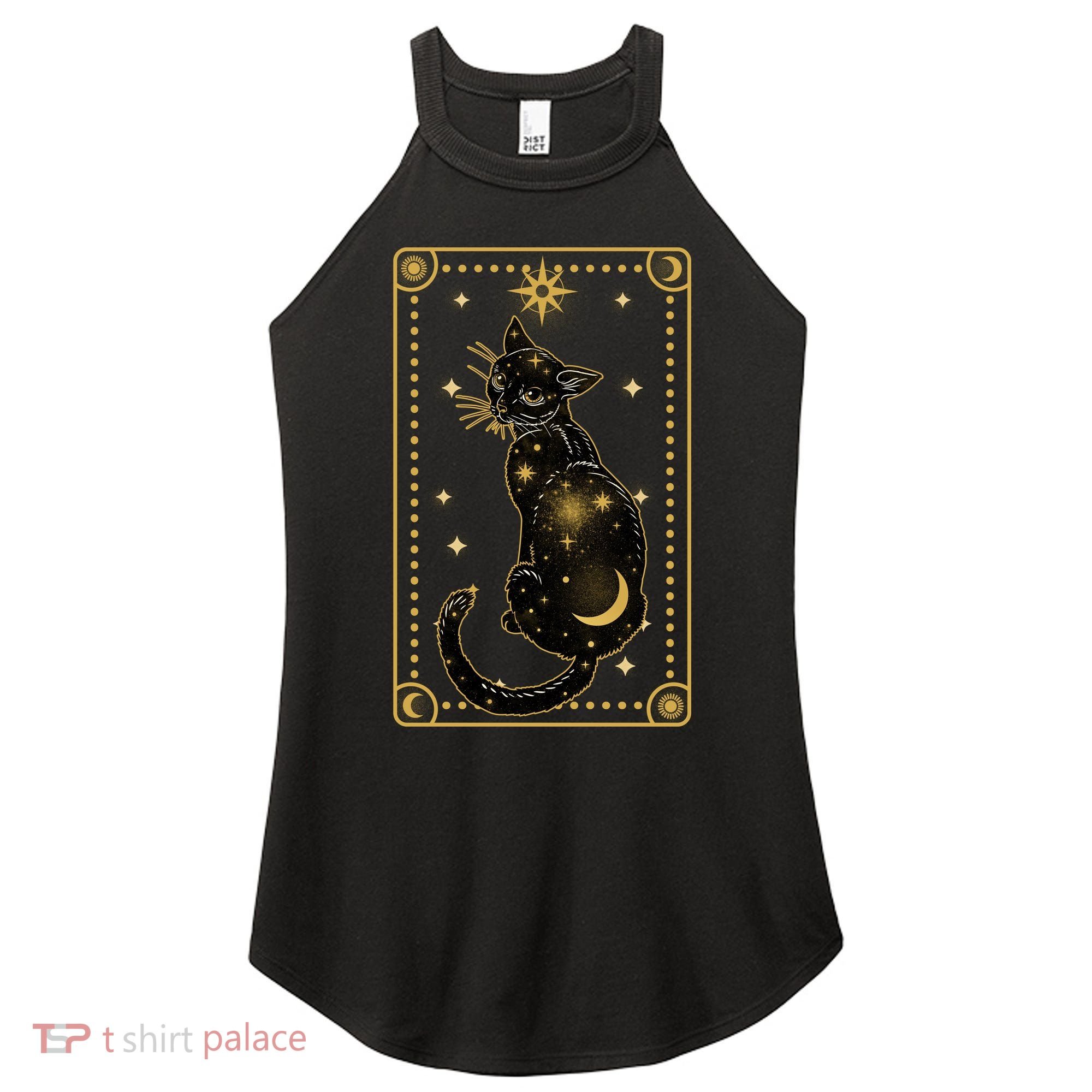 Elegant Galaxy Tarot Card Cat Women's Perfect Tri Rocker Tank