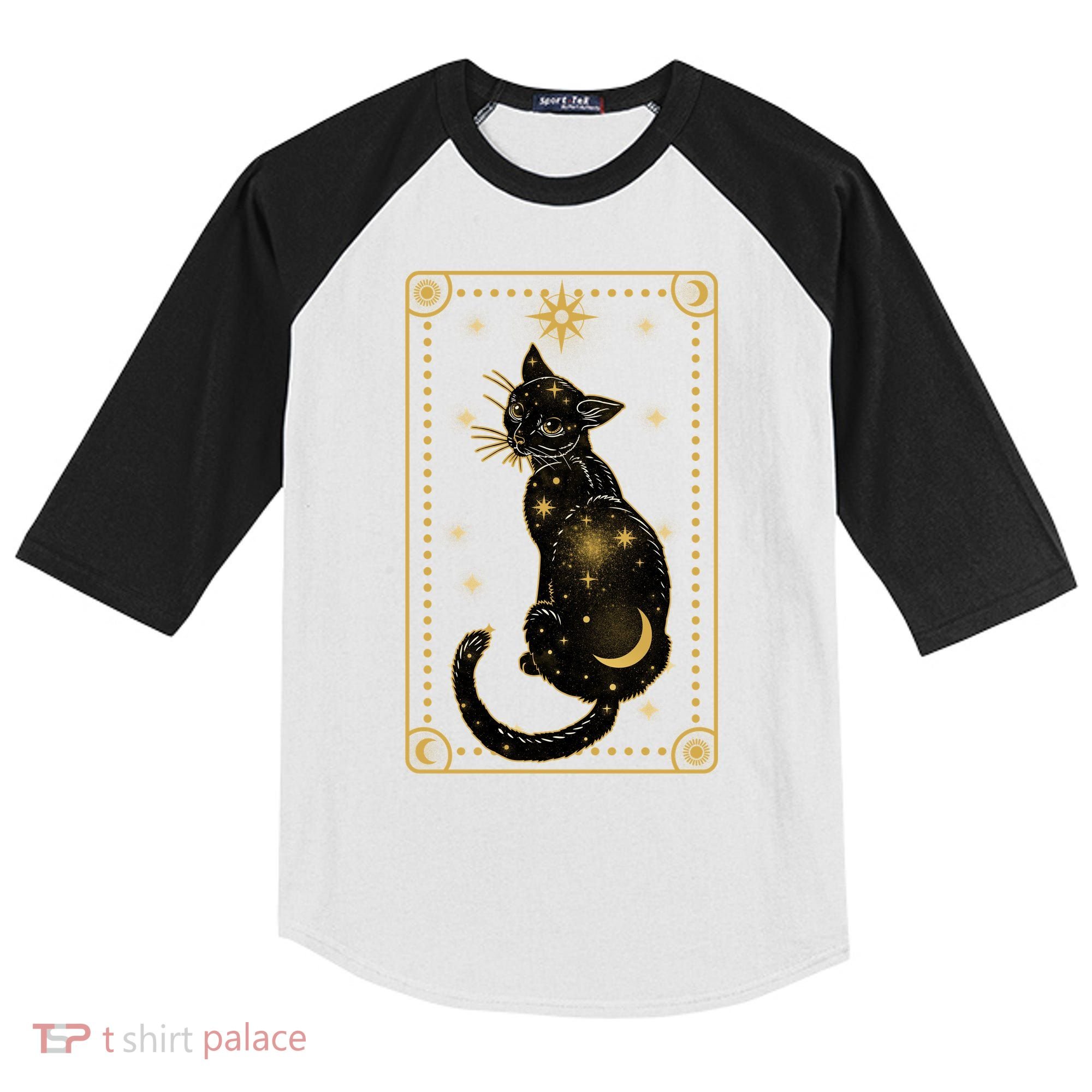 Elegant Galaxy Tarot Card Cat Kids Colorblock Raglan Jersey