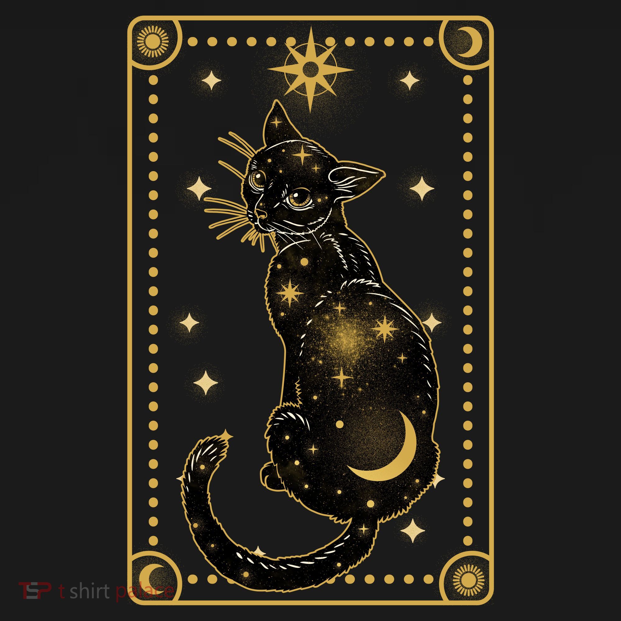 Elegant Galaxy Tarot Card Cat Kids Tie-Dye T-Shirt