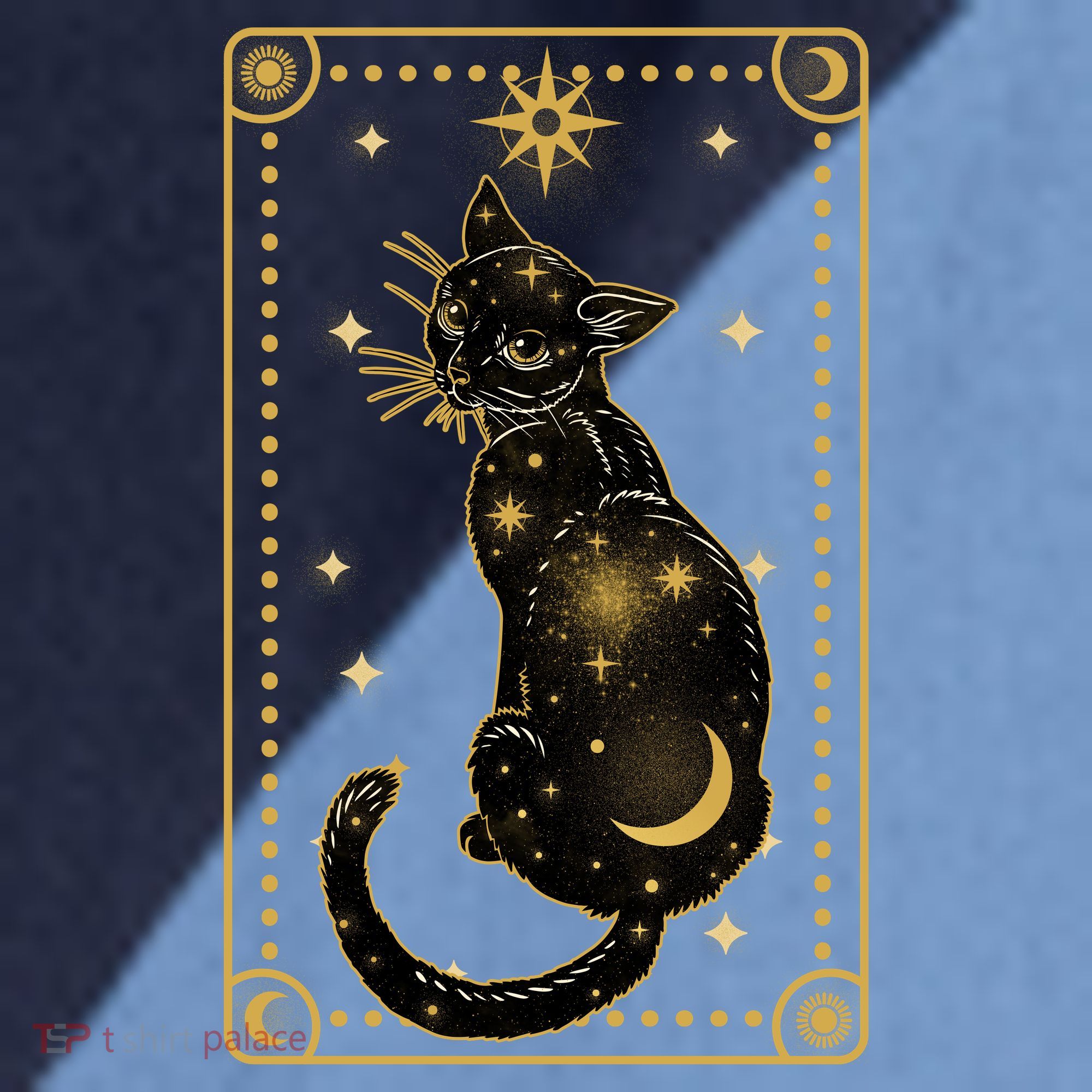 Elegant Galaxy Tarot Card Cat Raglan Baseball Sleeve Shirt