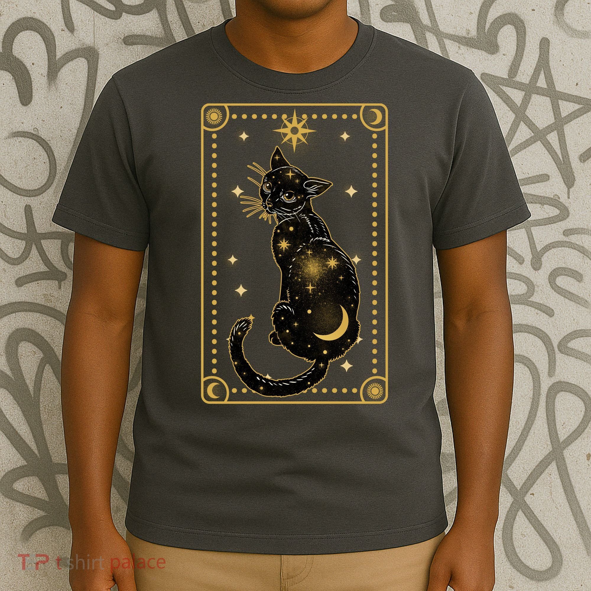Elegant Galaxy Tarot Card Cat T-Shirt