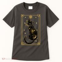 Elegant Galaxy Tarot Card Cat Tall T-Shirt thumb 0