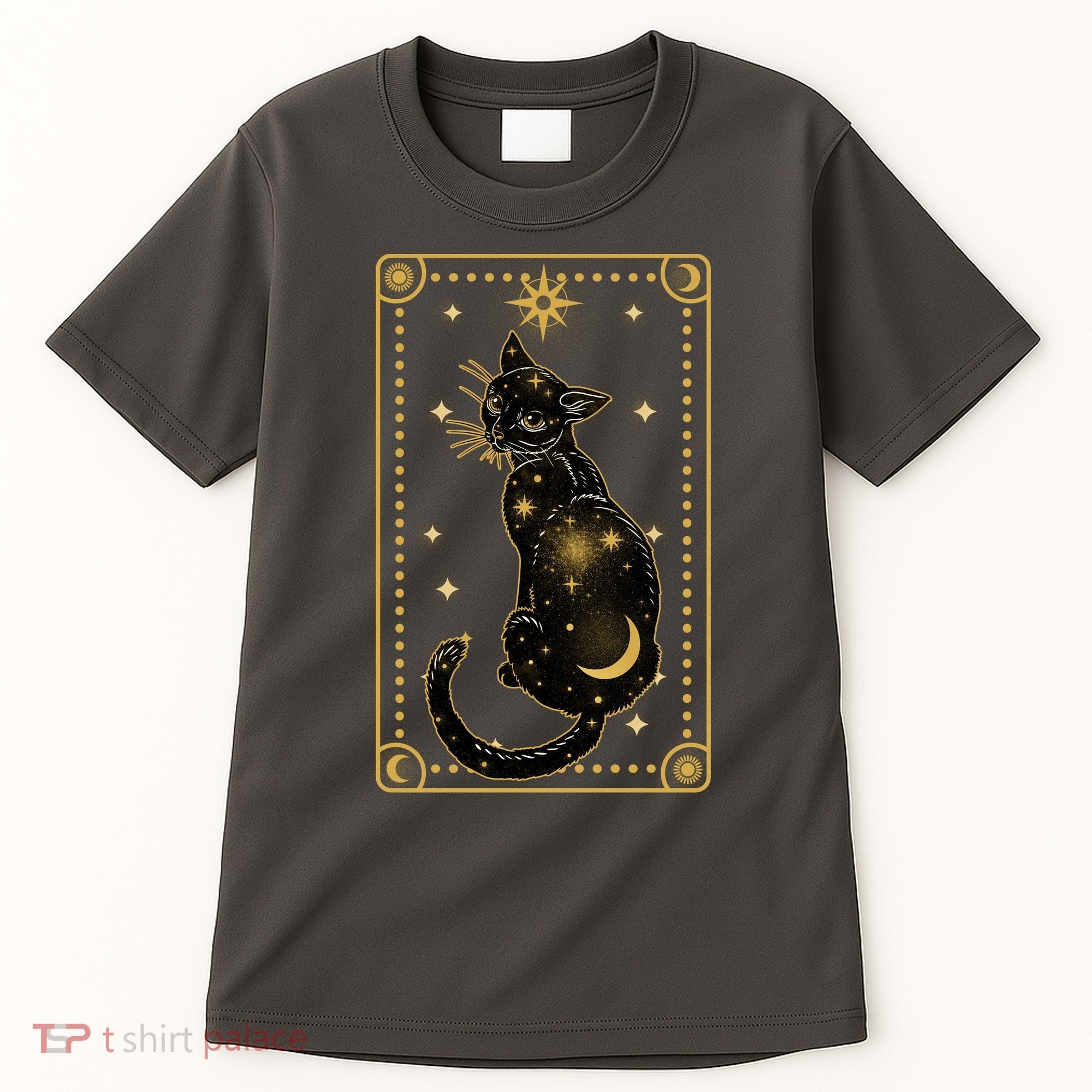 Elegant Galaxy Tarot Card Cat Tall T-Shirt