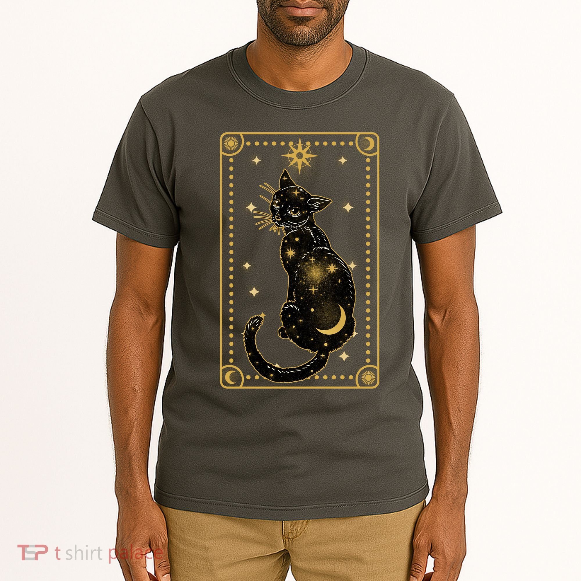 Elegant Galaxy Tarot Card Cat Tall T-Shirt