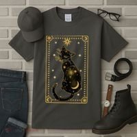 Elegant Galaxy Tarot Card Cat Tall T-Shirt thumb 3
