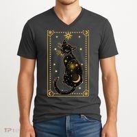 Elegant Galaxy Tarot Card Cat V-Neck T-Shirt thumb 2