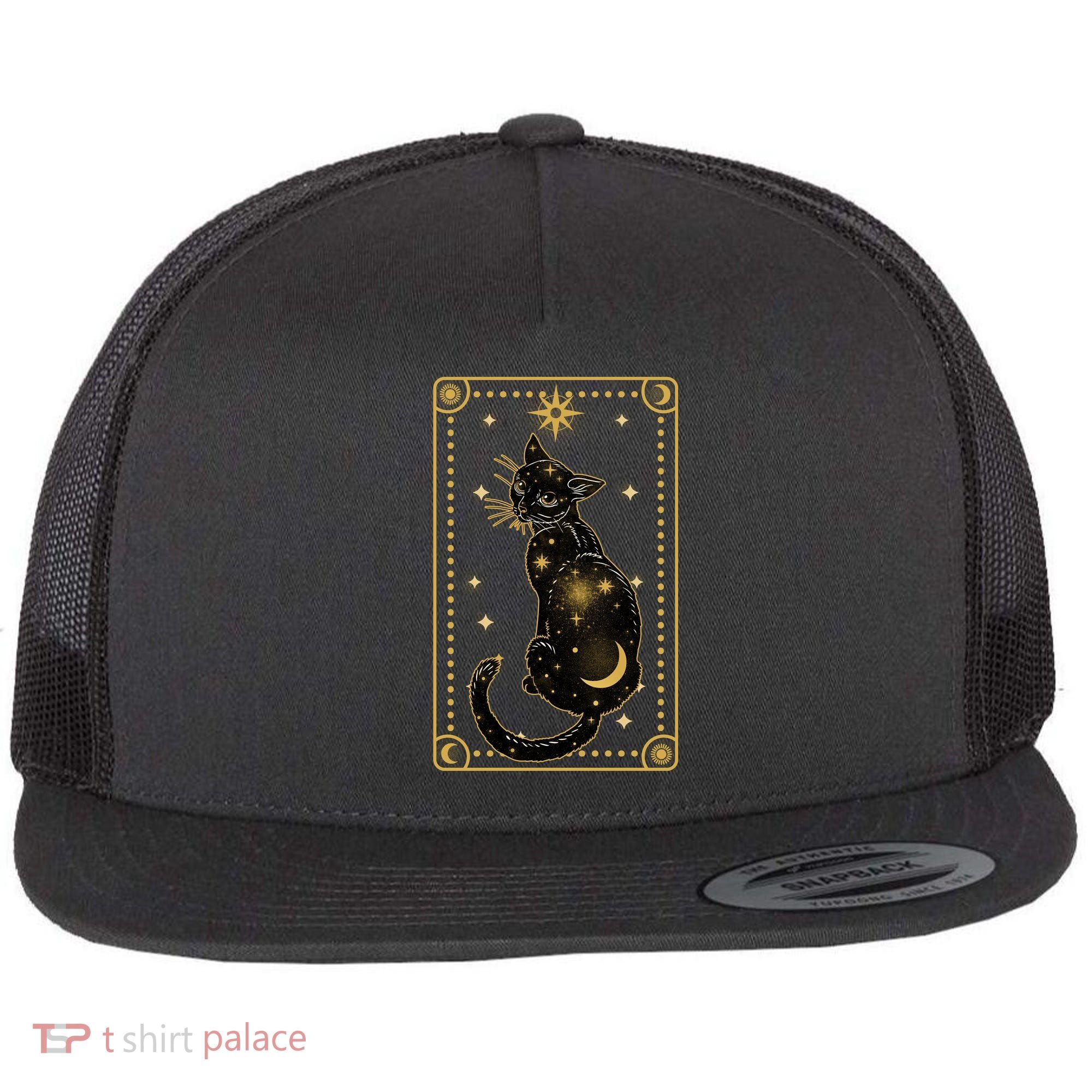 Elegant Galaxy Tarot Card Cat Flat Bill Trucker Hat