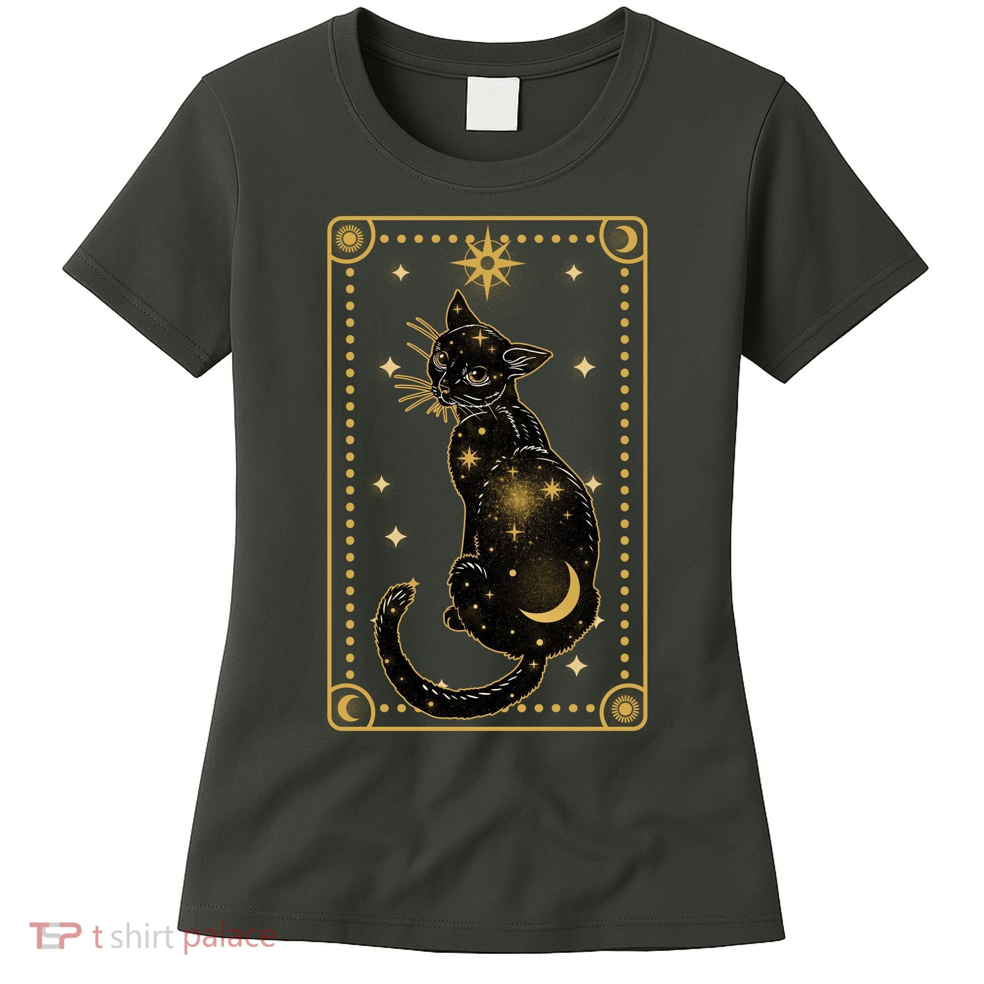 Elegant Galaxy Tarot Card Cat Women's T-Shirt
