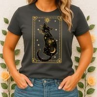 Elegant Galaxy Tarot Card Cat Women's T-Shirt thumb 2