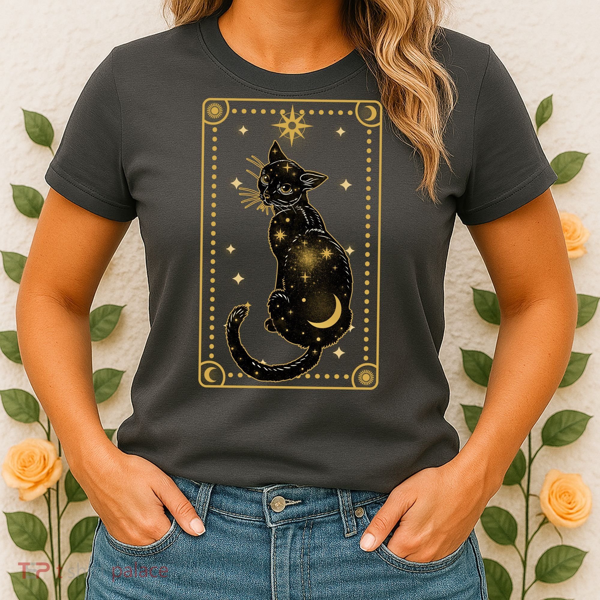 Elegant Galaxy Tarot Card Cat Women's T-Shirt