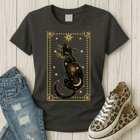 Elegant Galaxy Tarot Card Cat Women's T-Shirt thumb 3