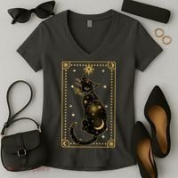Elegant Galaxy Tarot Card Cat Women's V-Neck T-Shirt thumb 2