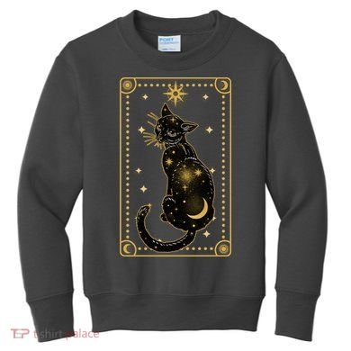 Elegant Galaxy Tarot Card Cat Kids Sweatshirt
