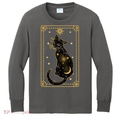 Elegant Galaxy Tarot Card Cat Kids Long Sleeve Shirt
