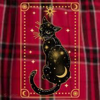 Elegant Galaxy Tarot Card Cat Women's Flannel Plaid Pajama Pants thumb 2