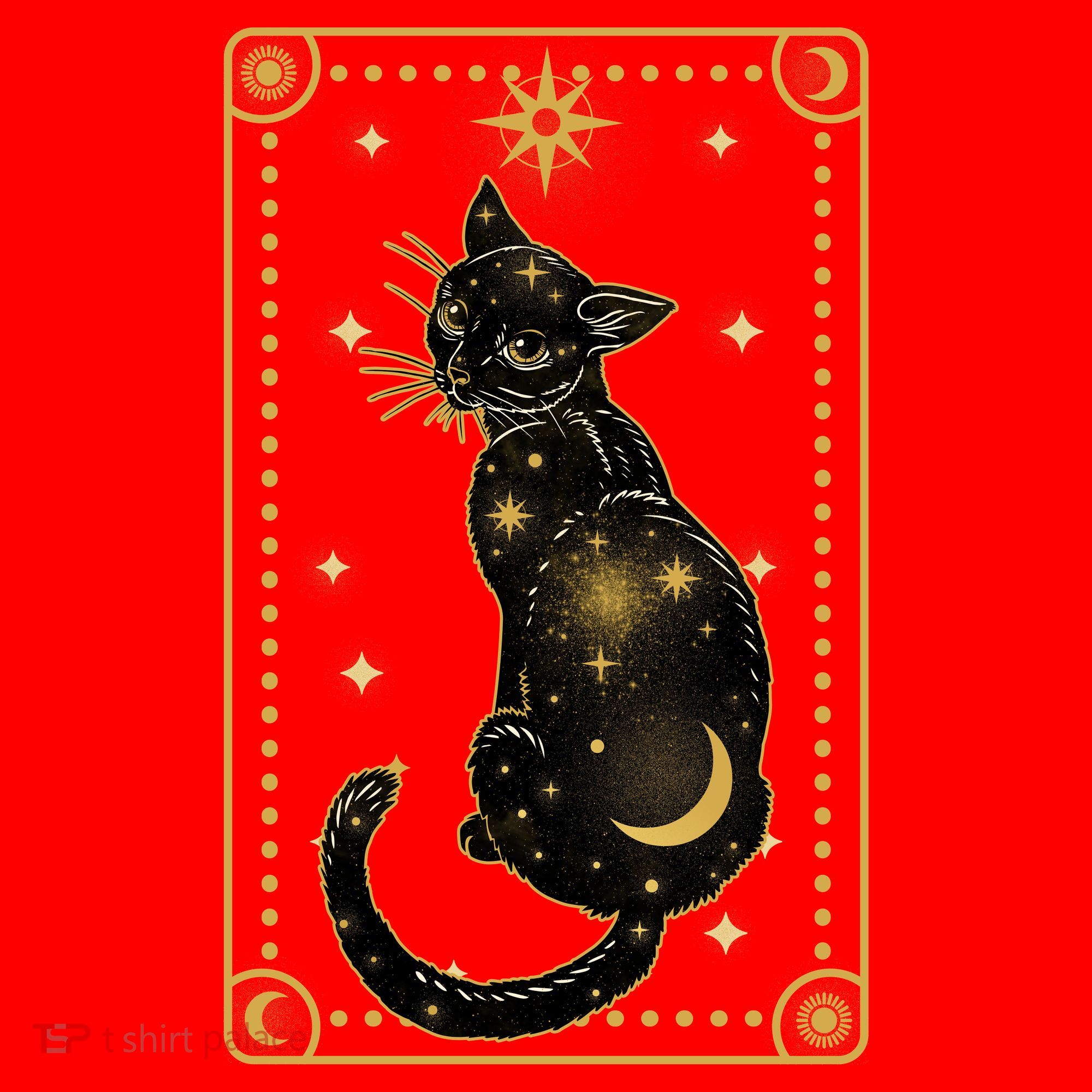 Elegant Galaxy Tarot Card Cat Santa Hat