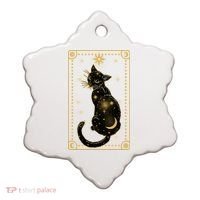 Elegant Galaxy Tarot Card Cat Ceramic Ornament thumb 0