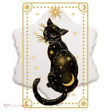 Elegant Galaxy Tarot Card Cat Ceramic Ornament