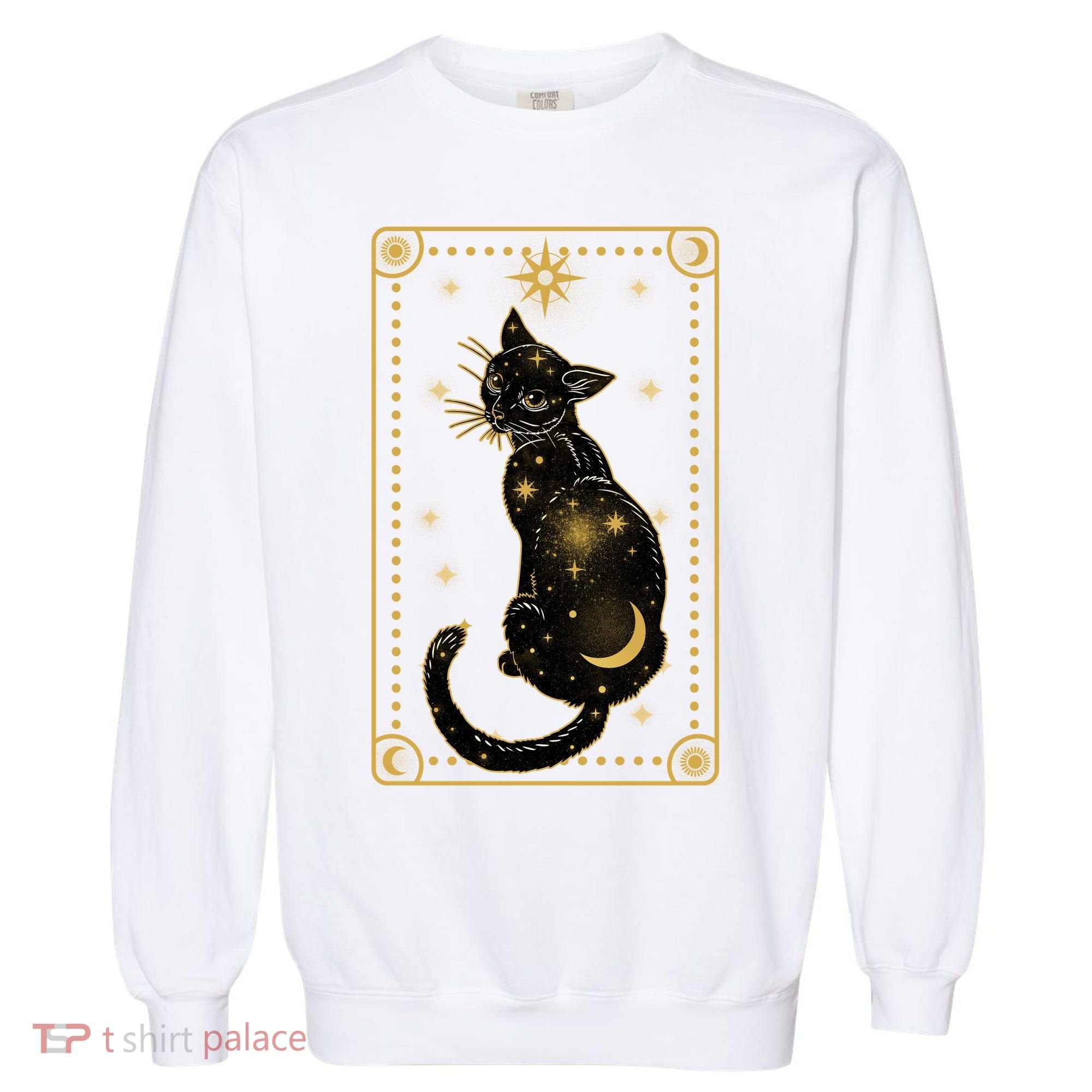 Elegant Galaxy Tarot Card Cat Garment-Dyed Sweatshirt