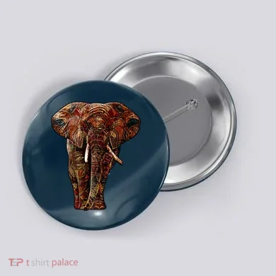 Elephant African Pattern Button