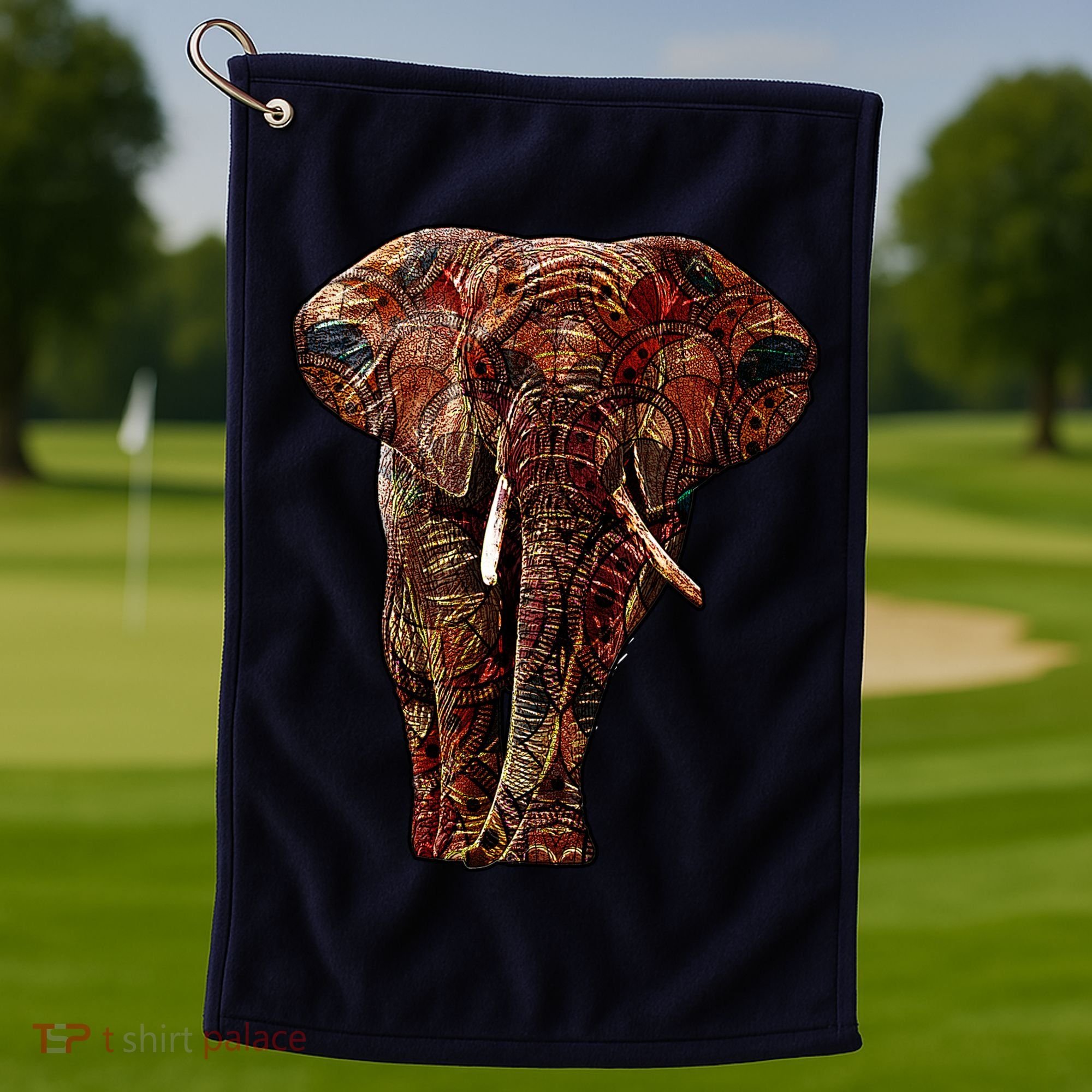 Elephant African Pattern Golf Towel