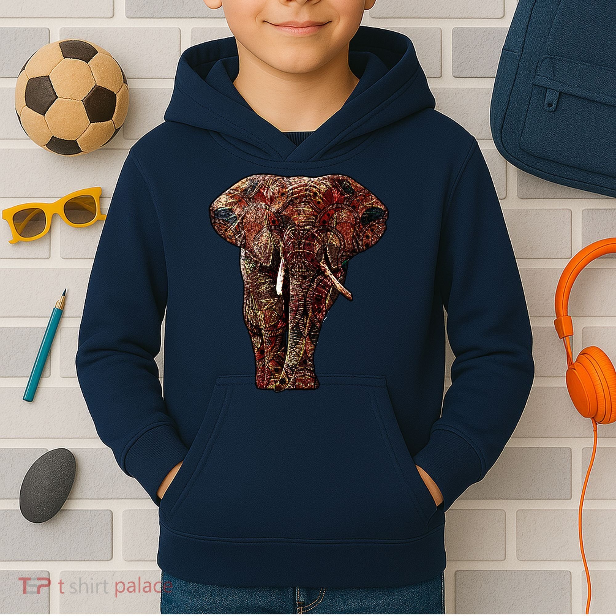 Elephant African Pattern Kids Hoodie