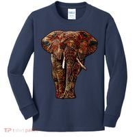 Elephant African Pattern Kids Long Sleeve Shirt thumb 0