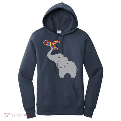 Elephant Autism Awareness Ribbon Women's Hoodie