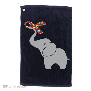 Elephant Autism Awareness Ribbon Golf Towel