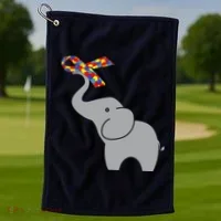 Elephant Autism Awareness Ribbon Golf Towel thumb 1