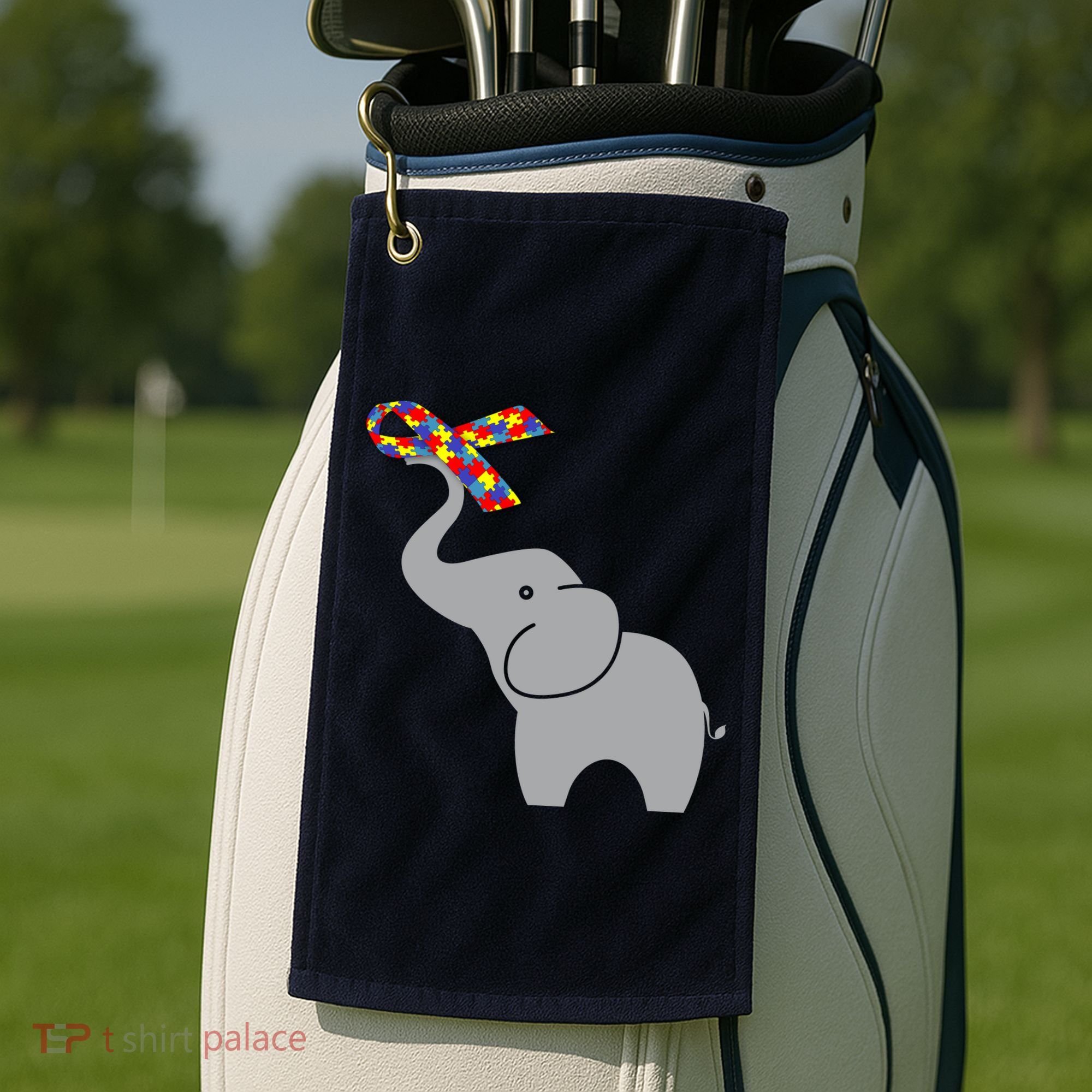 Elephant Autism Awareness Ribbon Golf Towel