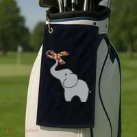 Elephant Autism Awareness Ribbon Golf Towel thumb 2