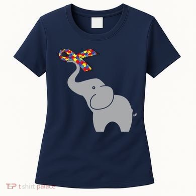 Elephant Autism Awareness Ribbon Women's T-Shirt