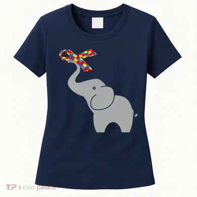 Elephant Autism Awareness Ribbon Women's T-Shirt