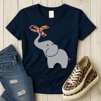 Elephant Autism Awareness Ribbon Women's T-Shirt thumb 3