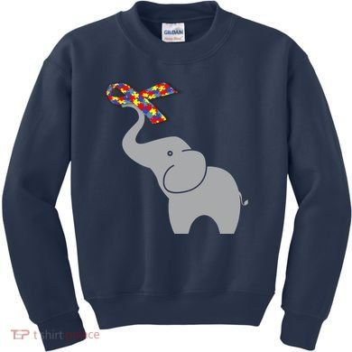 Elephant Autism Awareness Ribbon Kids Sweatshirt