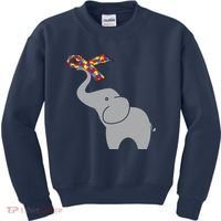 Elephant Autism Awareness Ribbon Kids Sweatshirt thumb 0