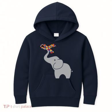 Elephant Autism Awareness Ribbon Kids Hoodie