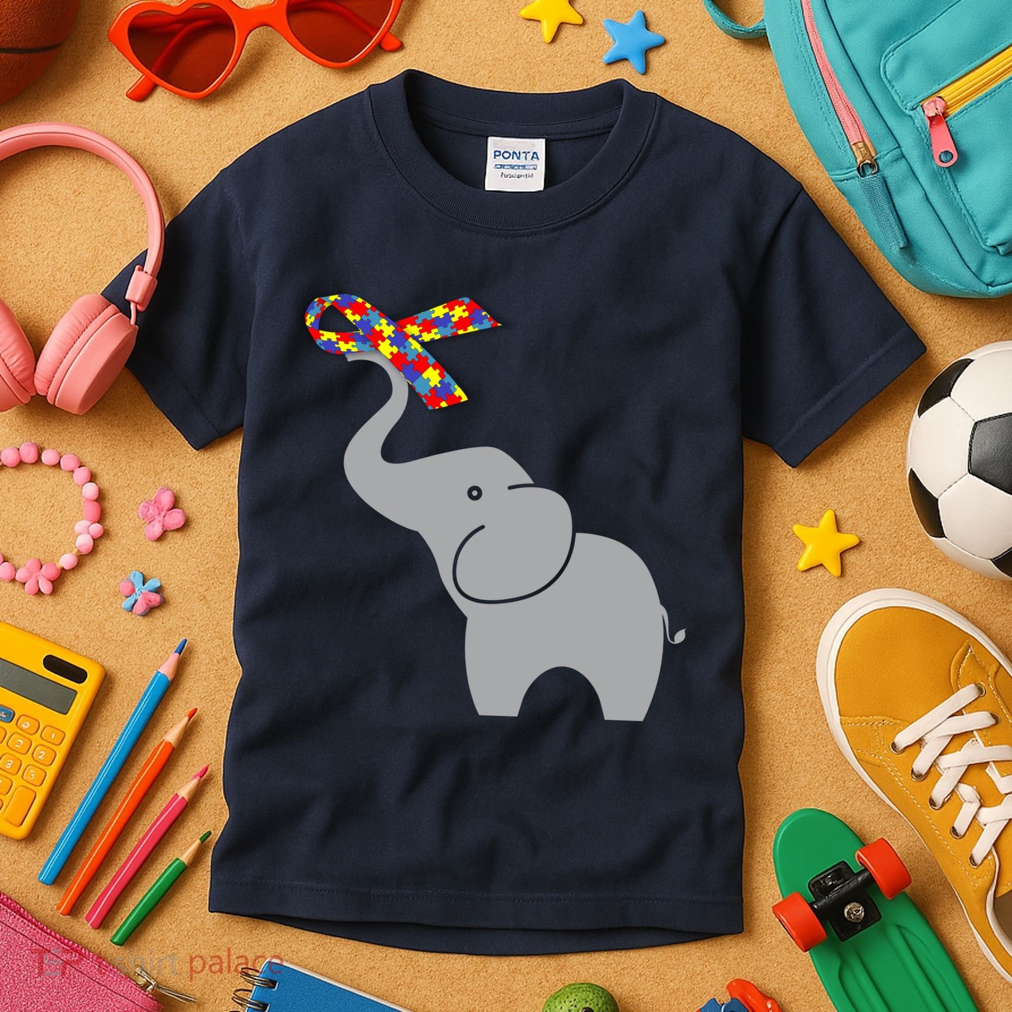 Elephant Autism Awareness Ribbon Kids T-Shirt