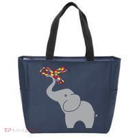 Elephant Autism Awareness Ribbon Tote Bag thumb 0