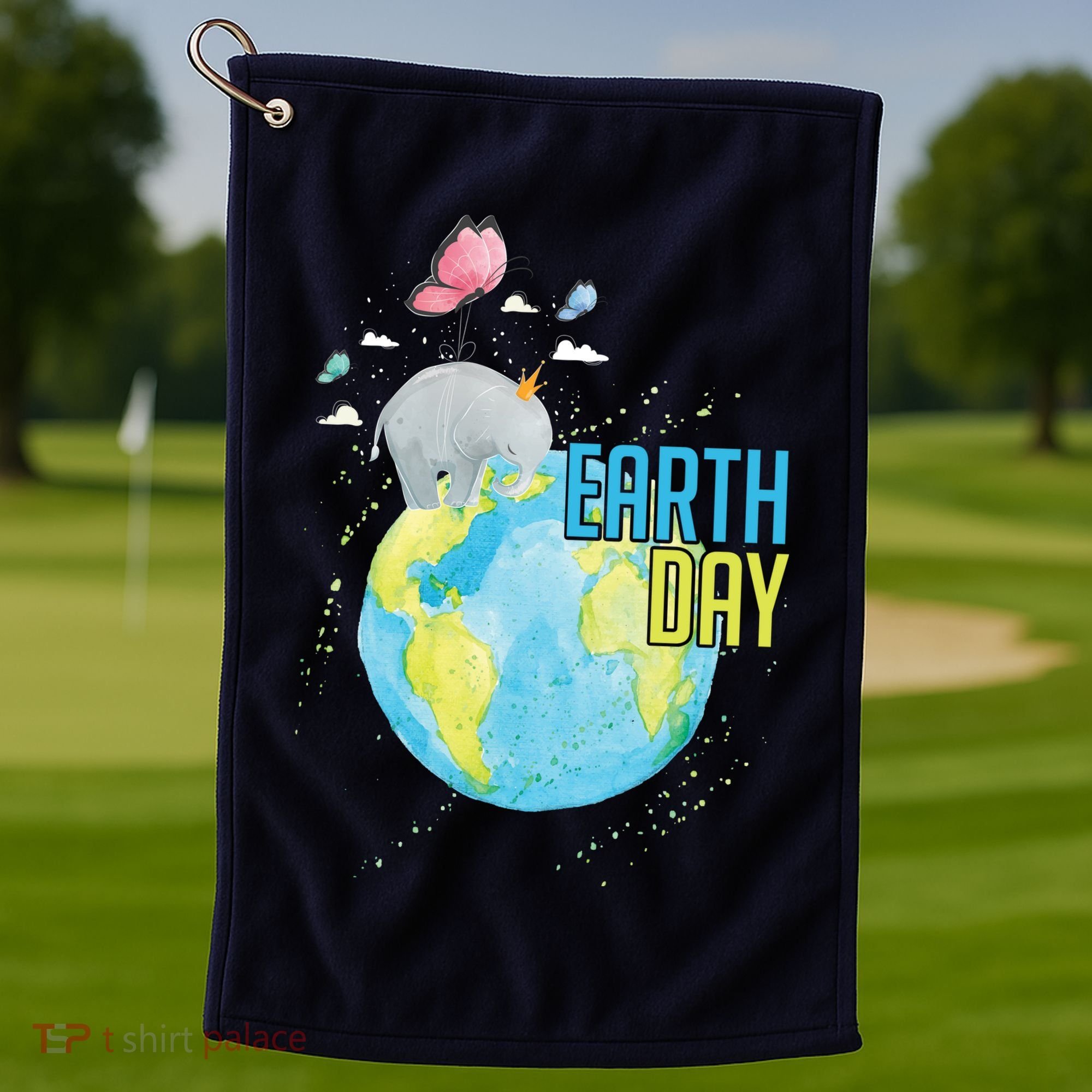 Elephant Earth Day Golf Towel