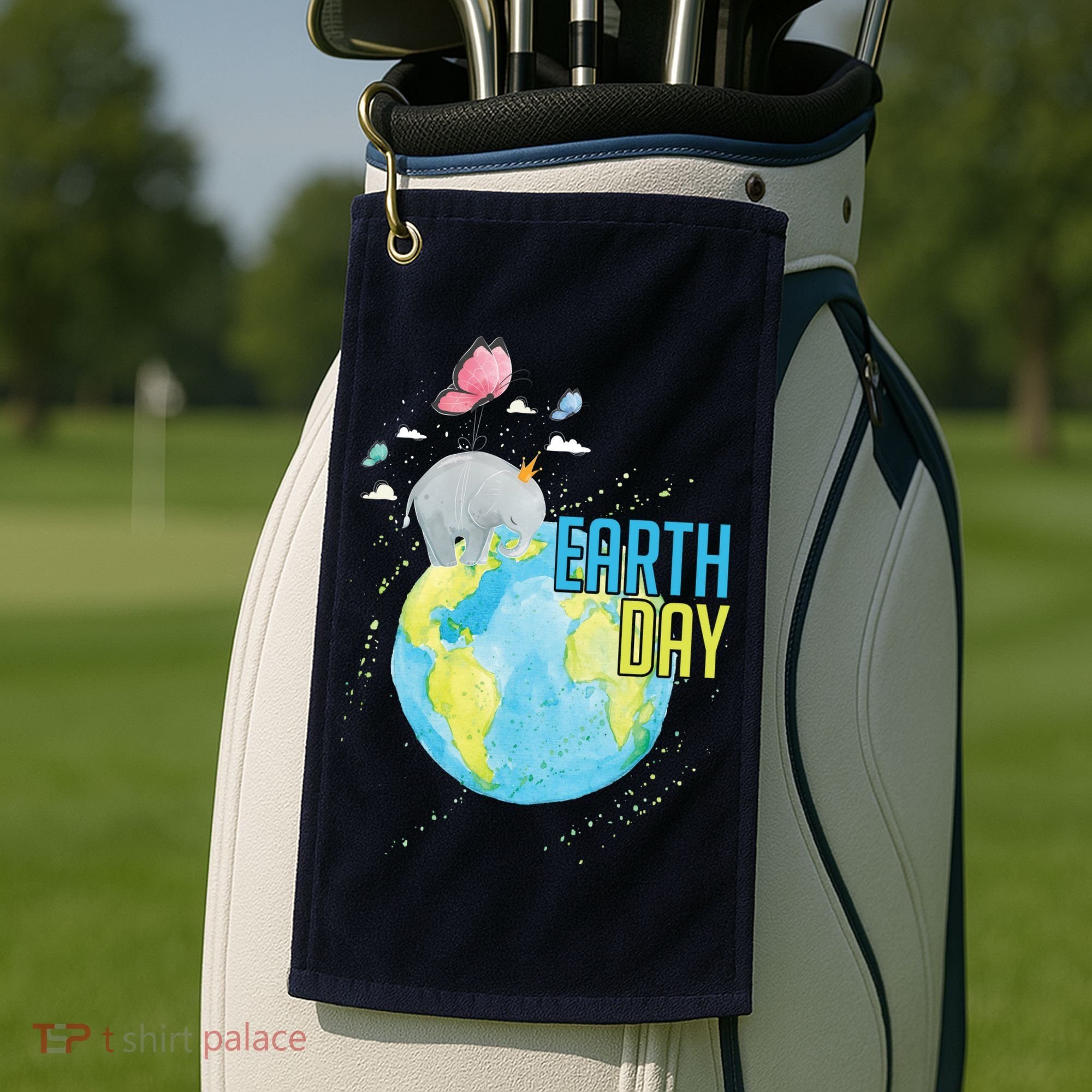 Elephant Earth Day Golf Towel