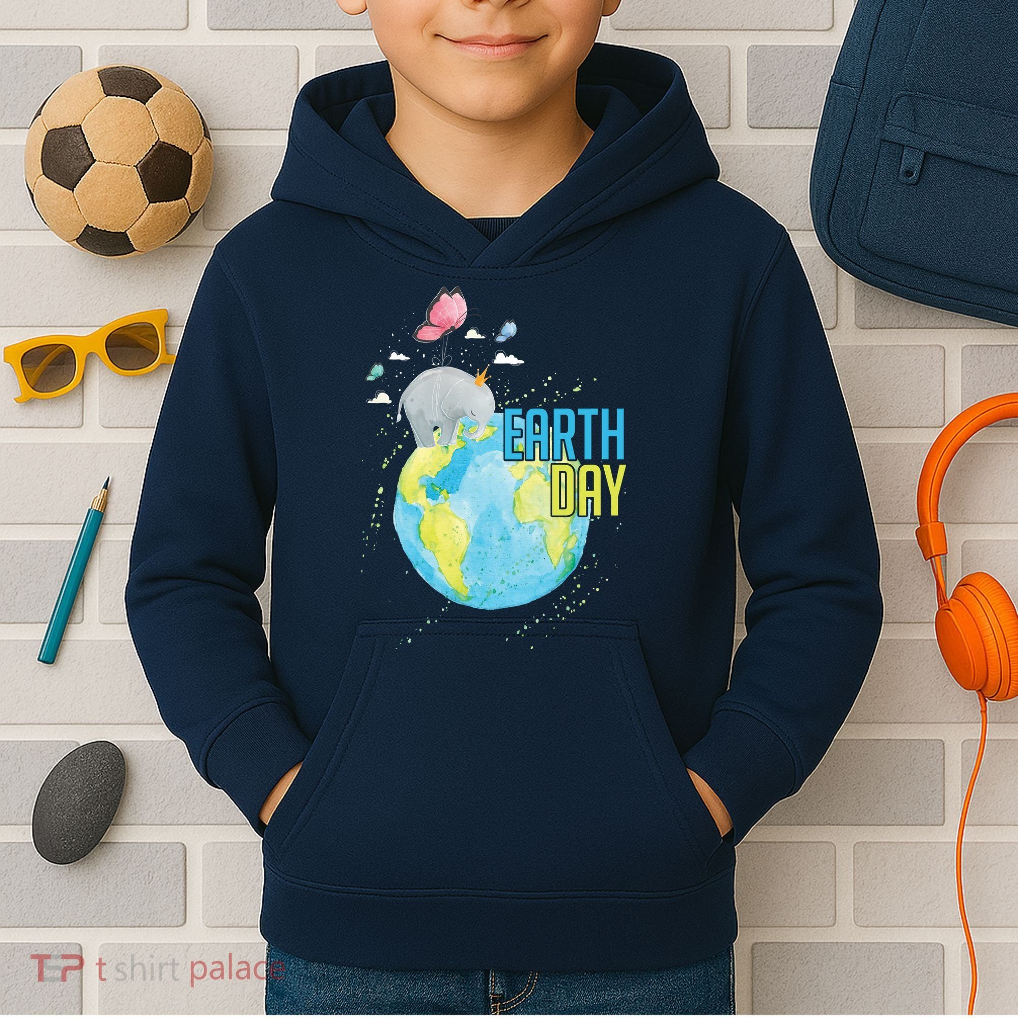Elephant Earth Day Kids Hoodie